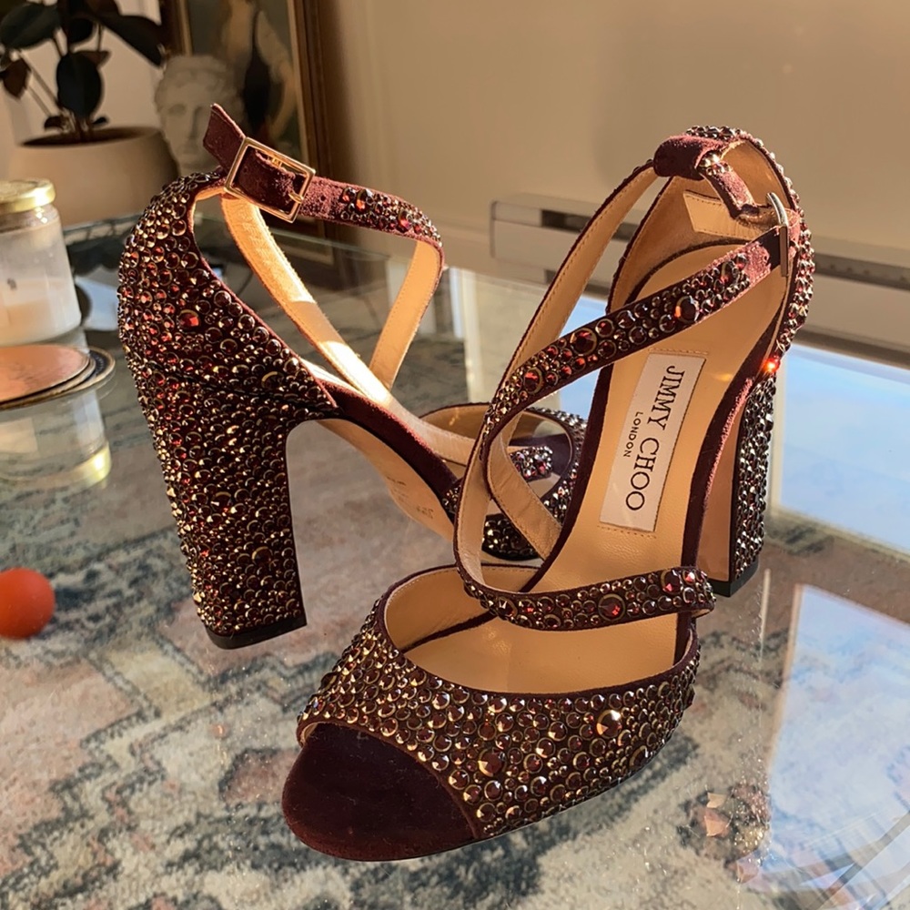 gorgeous Jimmy Choo crystal platform heel sandal